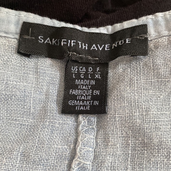 Saks Fifth Ave White Embellished Linen Tunic - Picture 2 of 12